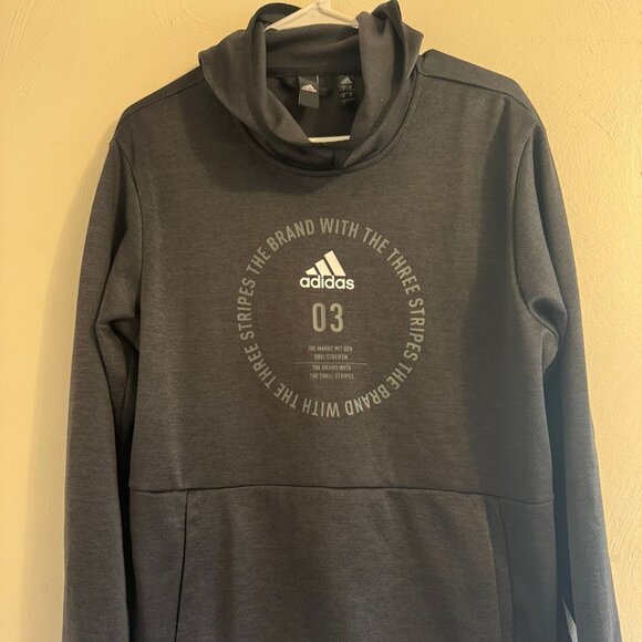 Adidas Hoodie Sweatshirt The Brand With The Three Stripes Gray Men’s Medium Pull - Picture 1 of 4